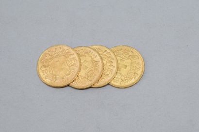 Quatre pièces en or 20 francs Vreneli - 1909...