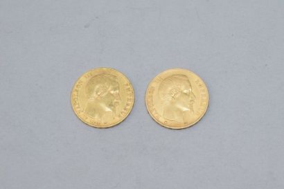 null Ensemble de deux pièces en or 20 francs " Napoléon tête nue " - 1855 BB - 1860...