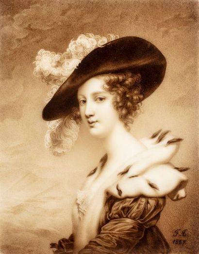 null ECOLE FRANCAISE Première Moitié du XIXe siècle

Portrait présumé de Louise d’Orléans,...