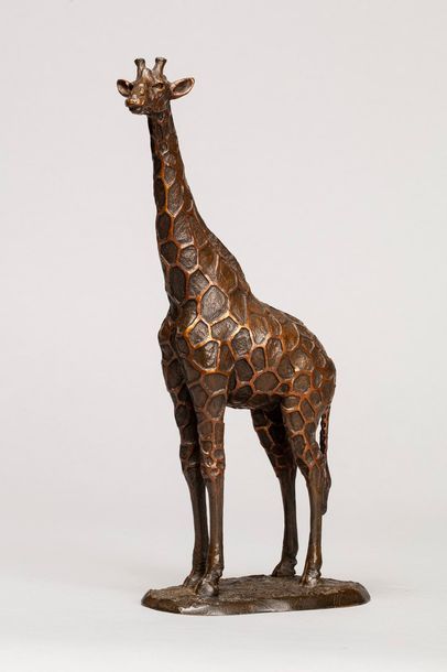 LEROY Jean-François, XXe siècle 
Girafe 
bronze...