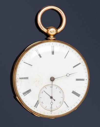 null 

Montre de gousset en or jaune 18K (750), à clé, compteur des secondes à six...