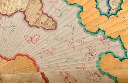  Hi-Ogi	 
Eventail de Cour en bois d'hinoki peint à la gouache et interprété selon...