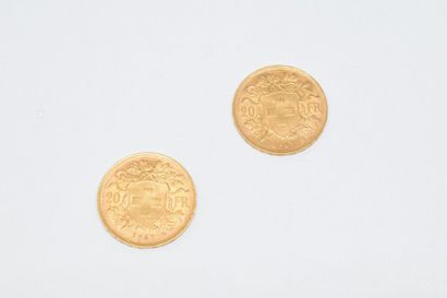 null Deux pièces en or de 20 francs Vreneli ( 2 x 1947 B)

TTB à SUP.

Poids : 12.90...