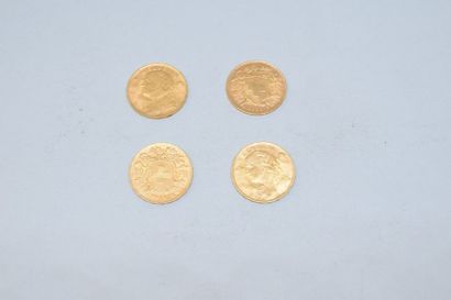 null Quatre pièces en or de 20 francs Vreneli ( 2 x 1935 B)

TTB à SUP.

Poids :...