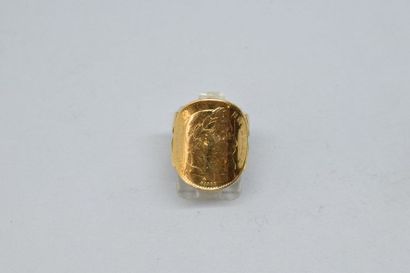 null Bague en or jaune 18k (750) ornée d'une pièce en or de 20 Francs Napoléon III...