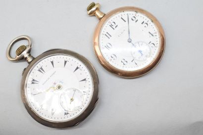 null Lot de deux montres de gousset l'une en métal doré cadran à fond blanc émaillé,...