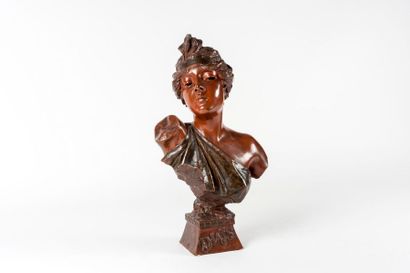 null Emmanuelle VILLANIS (1858-1914)
Thaïs
Bronze à patine bicolore
Signé, caché...