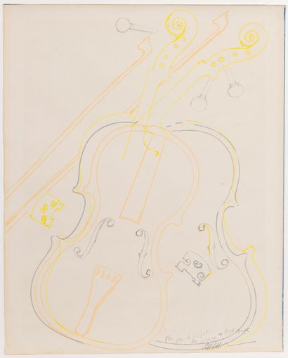 Arman (1928-2005) Arman (1928-2005) ''Plan pour le projet des violon de Golconda'... Gazette Drouot