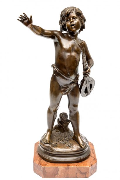  Auguste Moreau (1834-1917), bruin gepatineerd bronzen sculptuur, ca. 1920; Voorstellende... Gazette Drouot