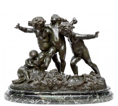  Albert-Ernest Carrier-Belleuse (1824-1887), groen gepatineerd bronzen sculptuur... Gazette Drouot