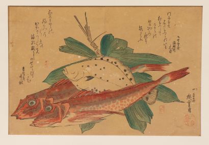  Japan, two woodblock prints, one by Utagawa Hiroshige (1797-1858), the other probably... Gazette Drouot