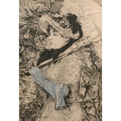  MADELEINE JEANNE LEMAIRE (1845-1928)
Le Printemps d'après Édouard Manet
Charcoal... Gazette Drouot