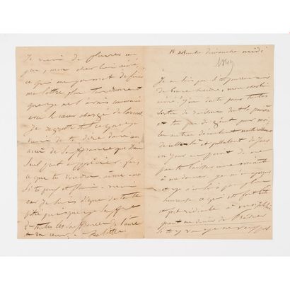  DROUET (Juliette).
LAS adressée à Victor Hugo, 18 novembre (1849). 4 pages in-8.
Juliette... Gazette Drouot