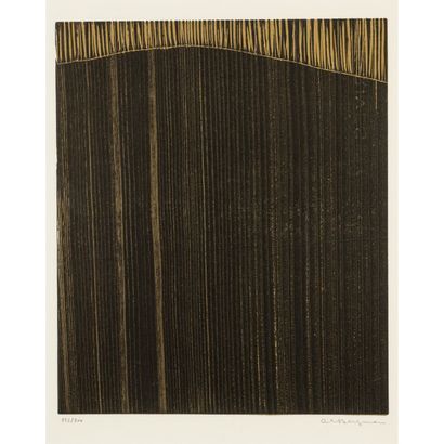  Anna Eva BERGMAN (1909-1987)
Sans titre, 1974
Gravure sur bois en couleurs sur vélin
Signée... Gazette Drouot