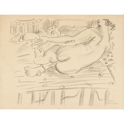  Henri MATISSE (1869-1954)
Nu couché de dos
Lithographie sur vélin d'Arches crème
Signée... Gazette Drouot