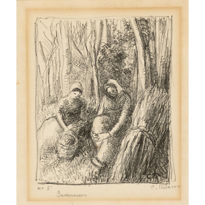  Camille PISSARRO (1830-1903)
Bûcheronnes, vers 1896
Lithographie
Signée, titrée... Gazette Drouot