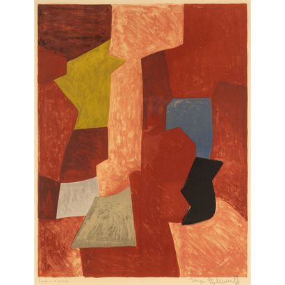  Serge POLIAKOFF (1900-1969)
Composition rouge, jaune et bleu, 1957
Lithographie... Gazette Drouot