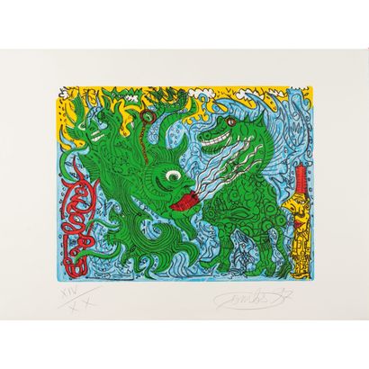  Robert COMBAS (Né en 1957)
Dragons marins, 1997
Lithographie en couleurs
Signée,... Gazette Drouot