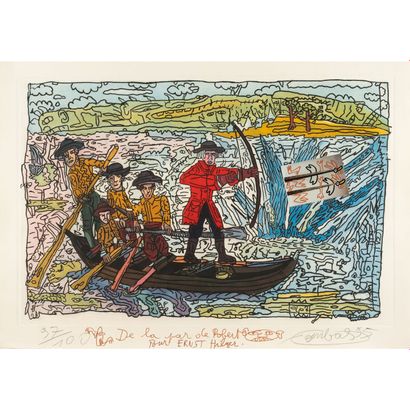  Robert COMBAS (Né en 1957)
La chasse aux canards, 1995
Aquatinte, gravure en couleurs... Gazette Drouot