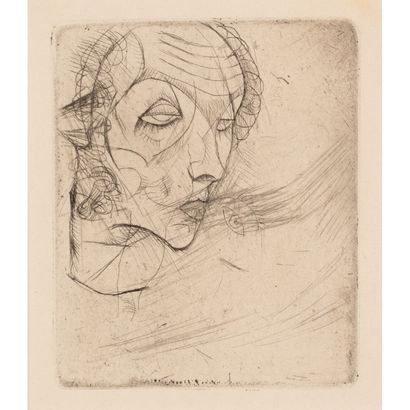  EGON SCHIELE (1890-1918)
Autoportrait
Pointe sèche sur papier vélin
Tirage posthume... Gazette Drouot