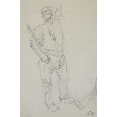  LÉON AUGUSTIN LHERMITTE (1844-1925)
ÉTUDE D'HOMME POUR LA MOISSON
Crayon sur papier
Porte... Gazette Drouot