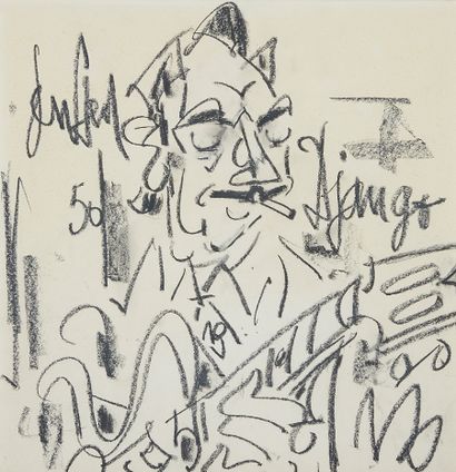  GEN PAUL (1895-1975), EUGÈNE PAUL DIT
DJANGO REINHARDT, 1950
Pastel sur papier
Signé... Gazette Drouot