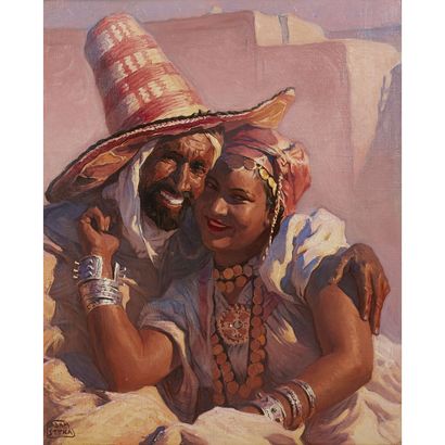  ƒ ADAM STYKA (1890-1959)
LOVING COUPLE
COUPLE IN LOVE
Oil on canvas, signed lower... Gazette Drouot