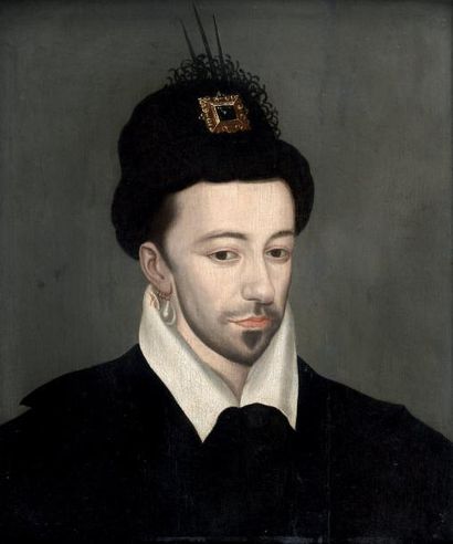 ECOLE FRANCAISE VERS 1580, ENTOURAGE D'ETIENNE DUMONSTIER PORTRAIT D'HENRI III Panneau... Gazette Drouot