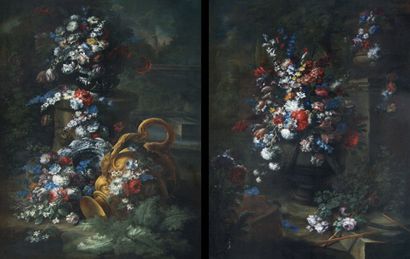 BELVEDERE, Andrea (dit Abate Andrea) (1652-1732) 
Composition florale
Suite de deux...