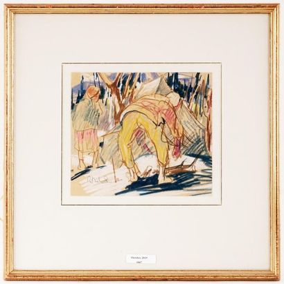 null RICHARD, René Jean (1895-1982)
"Trappers"
Pastel
Signed lower left: R Richard
Titled...