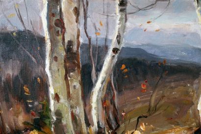 null GARSIDE, Thomas (1906-1980)
« Birches »
Huile sur toile
Titrée au dos sur étiquette...