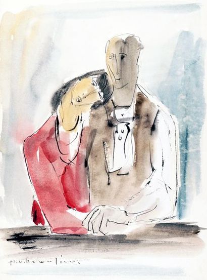 BEAULIEU, Paul Vanier (1910-1996)
Couple
Watercolour...