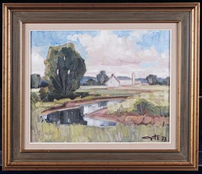 null AYOTTE, Léo (1909-1976)
"Country stream"
Oil on canvas
Signed and dated lower...