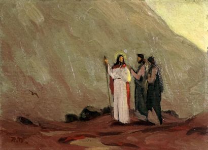 null DUGUAY, Rodolphe (1891-1973)
Jésus-Christ et deux disciples
Huile sur panneau
Signée...