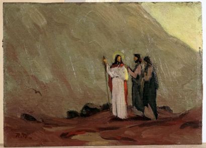 null DUGUAY, Rodolphe (1891-1973)
Jésus-Christ et deux disciples
Huile sur panneau
Signée...