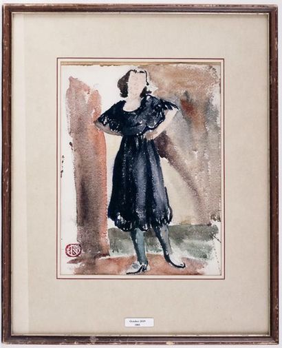 null HÉBERT, Henri (1884 - 1950)
« Étude d’une jeune femme »
Aquarelle sur papier
Signée...