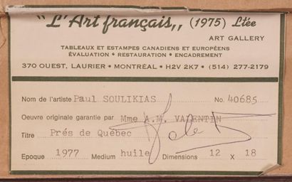 null SOULIKIAS, Paul (1926-)
"Près de Québec"
Huile sur toile
Signée et datée en...