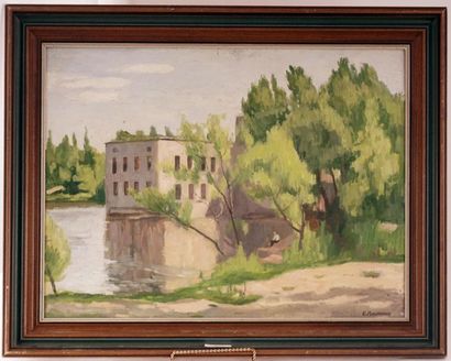 null NEUMANN, Ernest (1907 - 1955)
Homme au bord d’un étang
Huile sur toile
Signée...