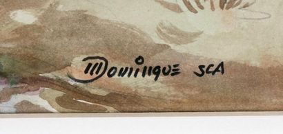 null DOMINGUE, Mauritius (1918-2002)
Village
Watercolour 
Signed lower right: Domingue...