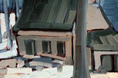 null BOISVERT, Normand (1950-)
"Maple grove in winter with green roof, P.Q." 
 Oil...