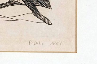 null ASHOONA, Kiawak (1933-2014)
"Owl descending on Walrus"
Etching
Signature and...