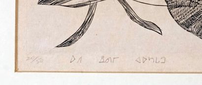 null ASHOONA, Kiawak (1933-2014)
"Owl descending on Walrus"
Etching
Signature and...