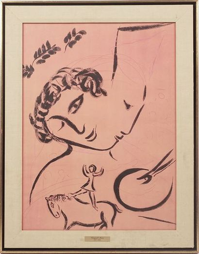 null CHAGALL, Marc (1887 - 1985)
" Le peintre en rose ", 1959
Lithograph for the...