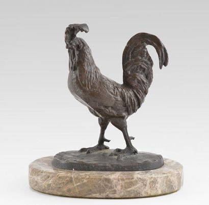null MÈNE, Pierre-Jules (1810-1979)
"Le Coq"
Sculpture en bronze à patine brune reposant...