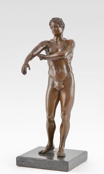 null ÉCOLE EUROPÉENNE (XIXe s.)
Apxyyomenos
Sculpture en bronze
35.5 cm - 14 "