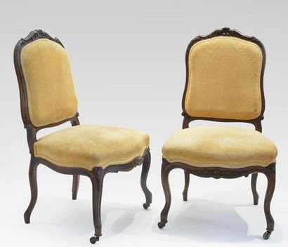 null NAPOLÉON III - France, XIXe
Paire de chaises Napoléon III. Le châssis en bois...