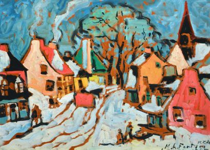 null FORTIN, Marc-Aurèle (1888-1970)
"Village en Charlevoix"
Oil on masonite
Signed...