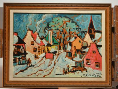 null FORTIN, Marc-Aurèle (1888-1970)
"Village en Charlevoix"
Huile sur isorel
Signée...