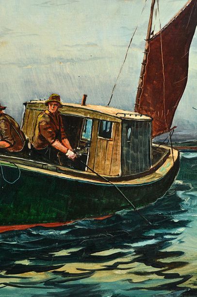 null GRAY, Jack Lorimer (1927-1981)
"Iron Bound fishing boats (off Iron Bound island)"
Huile...