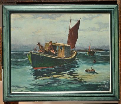 null GRAY, Jack Lorimer (1927-1981)
"Iron Bound fishing boats (off Iron Bound island)"
Oil...